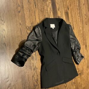 Cinq a Sept Khloe Blazer with Black Leather sleeves